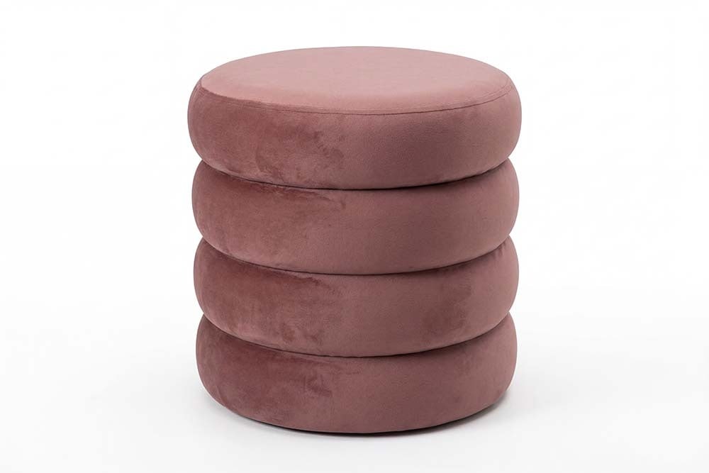 Runder Polsterhocker VOGUE 40cm rosa Samt mit Stauraum