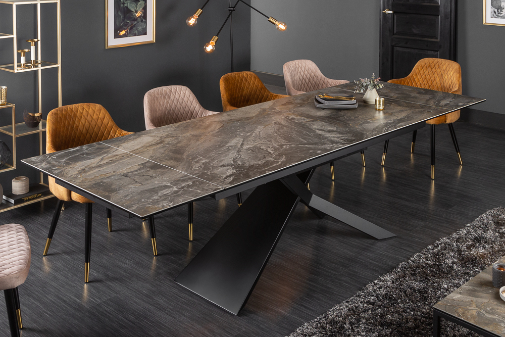 Ausziehbarer Esstisch EUPHORIA 180-220-260cm taupe anthrazit Keramik made in Italy