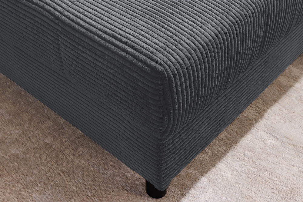 Moderne XXL Wohnlandschaft KENT 305cm anthrazit Cord Bigsofa inkl. Hocker Federkern