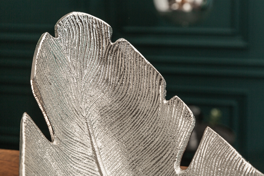 Design Deko Schale SILVER LEAF 65cm silber Blatt Design Metall Handarbeit Design Deko Schale SILVER LEAF 65cm silber Blatt Design Metall Handarbeit