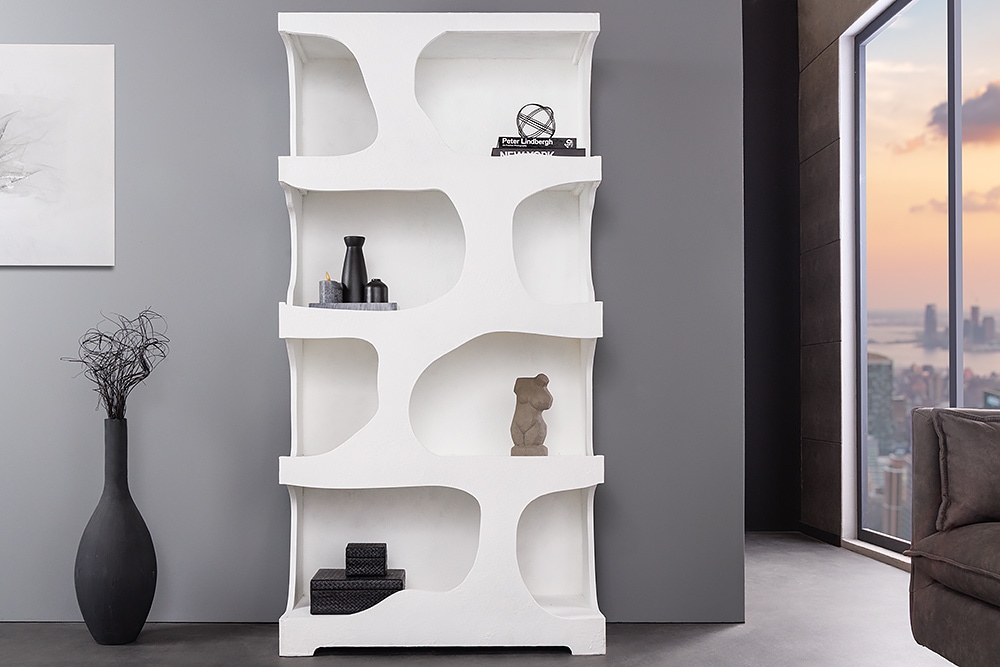 Abstraktes Regal ART AMBIENTE 180cm weiß Beton strukturiert Standregal