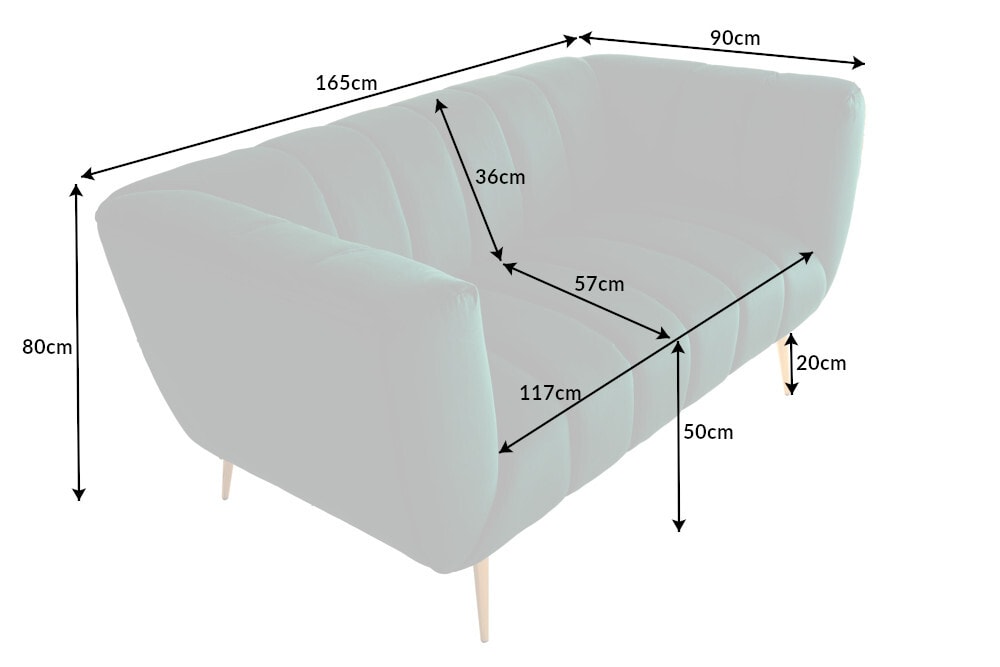 Design 2-Sitzer Sofa NOBLESSE 165cm smaragdgrün Samt Federkern goldene Metallfüße