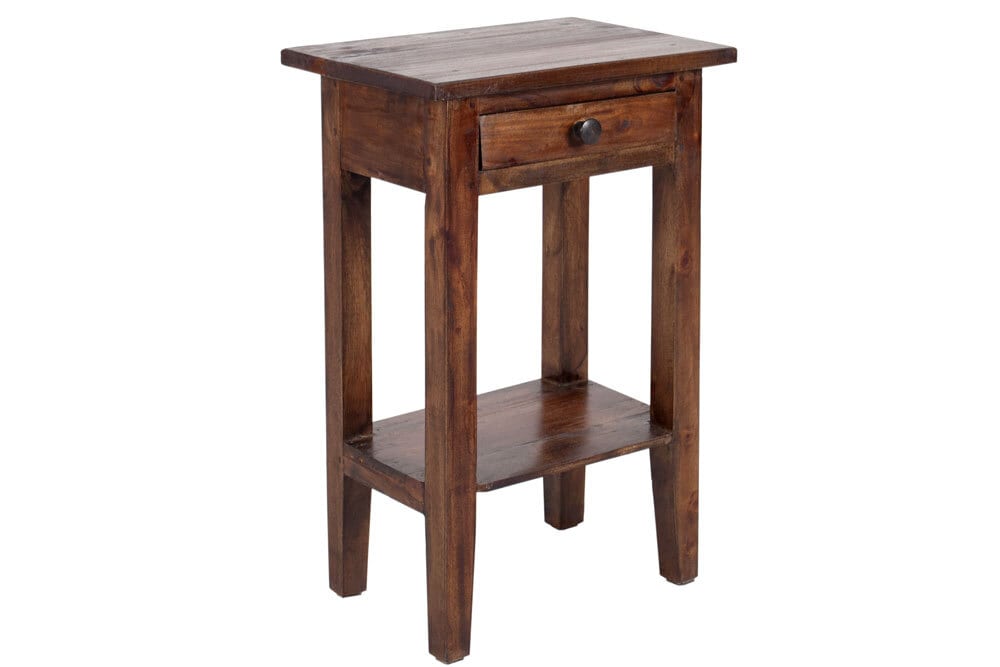 Massiver Beistelltisch HEMINGWAY 55cm coffee Mahagoniholz Shabby Chic Telefontisch