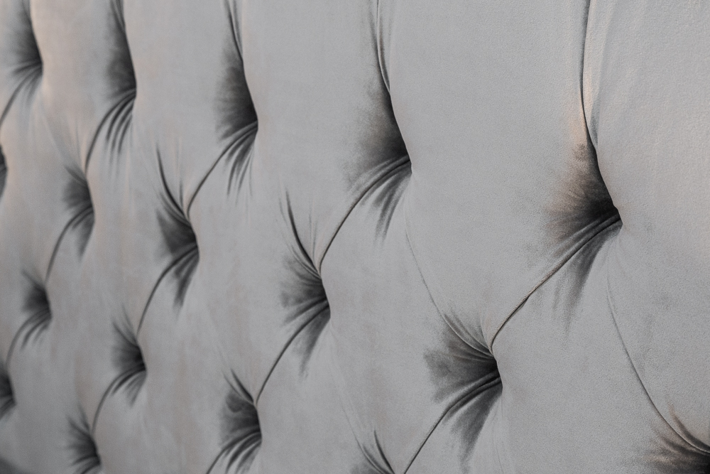 Design Doppelbett PARIS 180x200cm silber grau Samt Chesterfield