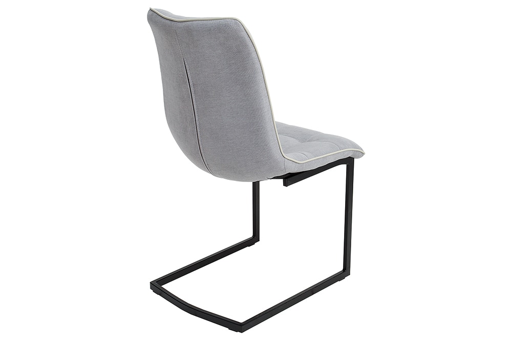 Design Freischwinger Stuhl MIAMI hellgrau Metallgestell matt schwarz