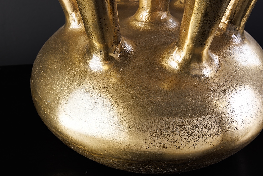 Handgefertigte Vase KIYA 35cm gold mit sieben Öffnungen Blumenvase