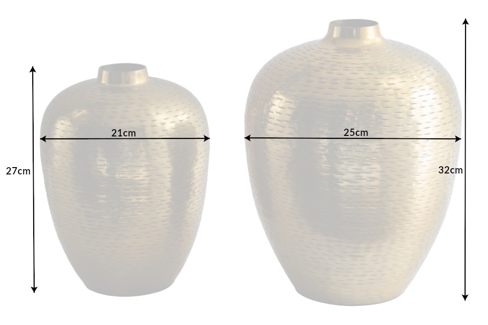 Elegantes Vasen 2er Set ORIENTAL 32cm gold im Rice Hammerschlag Design