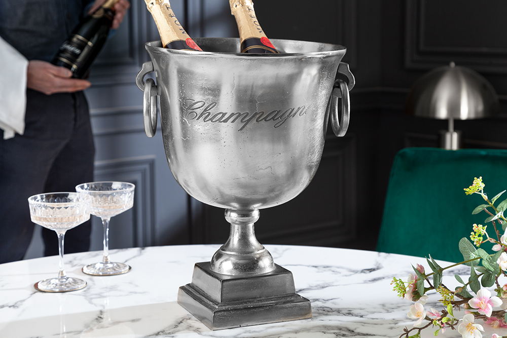 Eleganter Sektkühler CHAMPAGNE 40cm silber Flaschenkühler