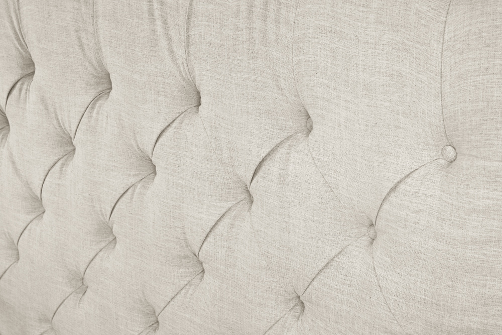 Design Boxbett PARIS 180x200cm beige Leinen Chesterfield Doppelbett