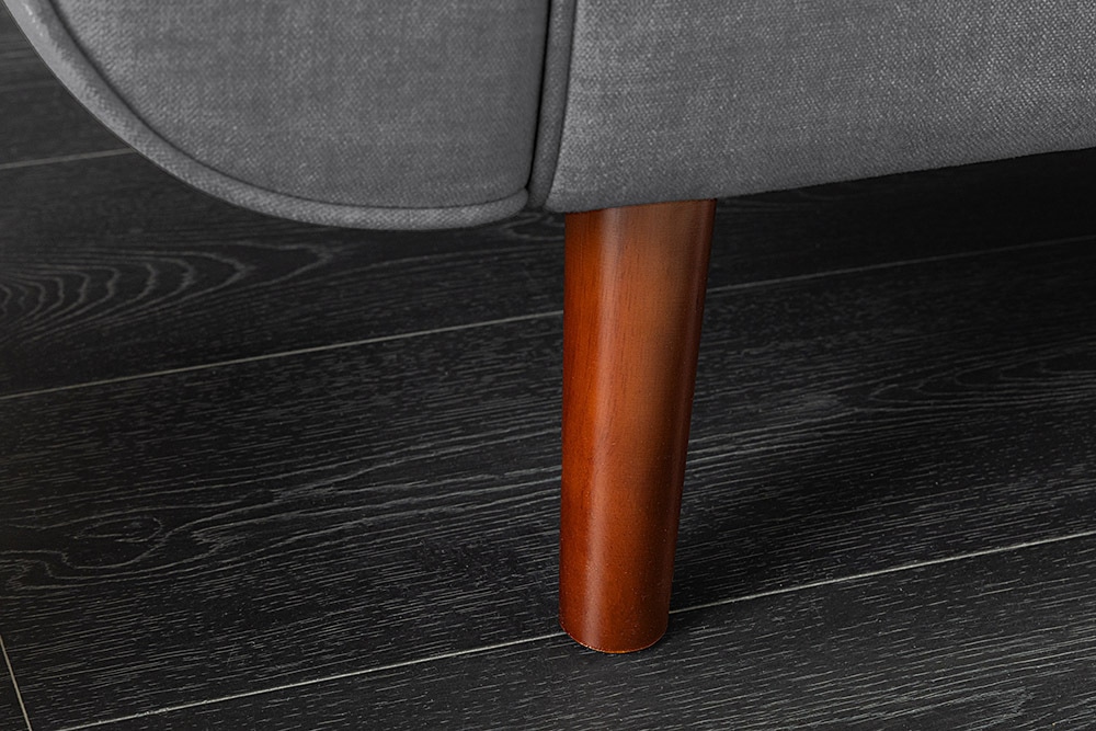 Design Schlafsofa DIVANI 220cm grau Samt 3-Sitzer mit Bettfunktion Walnuss-Füße
