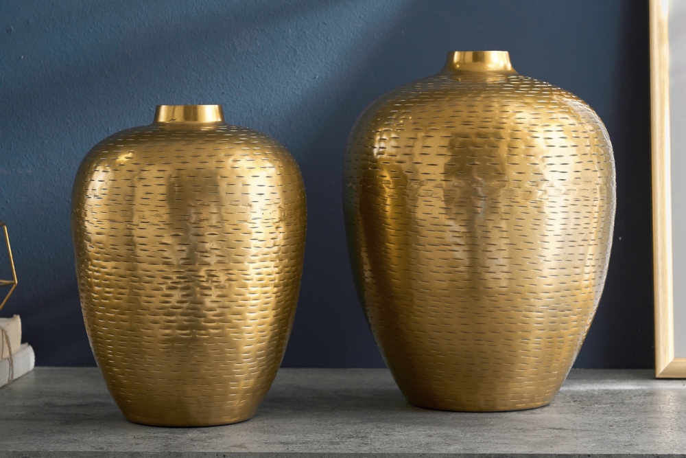 Elegantes Vasen 2er Set ORIENTAL 32cm gold im Rice Hammerschlag Design