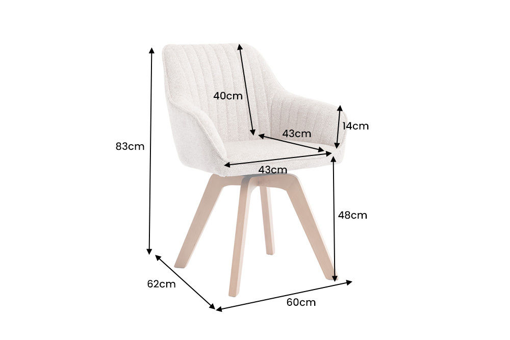 Design Stuhl LIVORNO beige Strukturstoff Massivholzbeine drehbar Auto-Return-Funktion