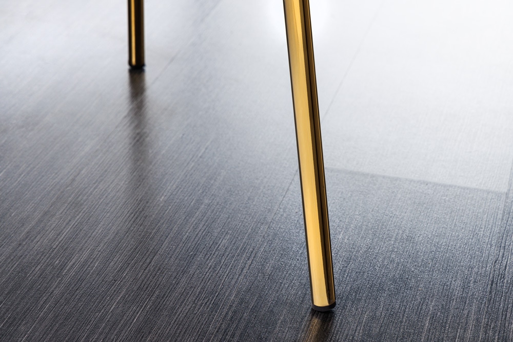 Design Stuhl VOGUE weiß Bouclé goldene Metallbeine
