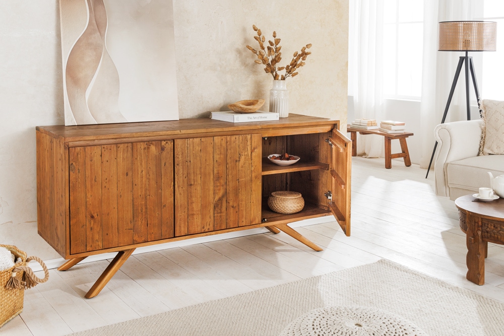 Massives Sideboard FINCA 150cm vintage braun recyceltes Pinienholz