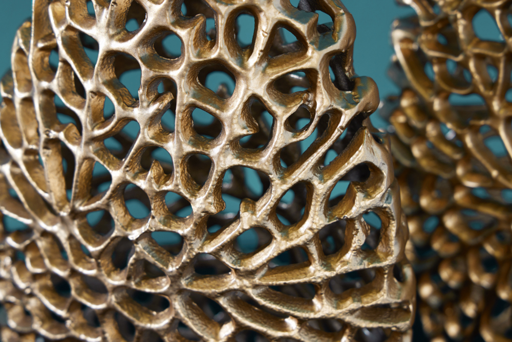 Filigranes Vasen 2er Set ABSTRACT LEAF 40cm gold Handarbeit
