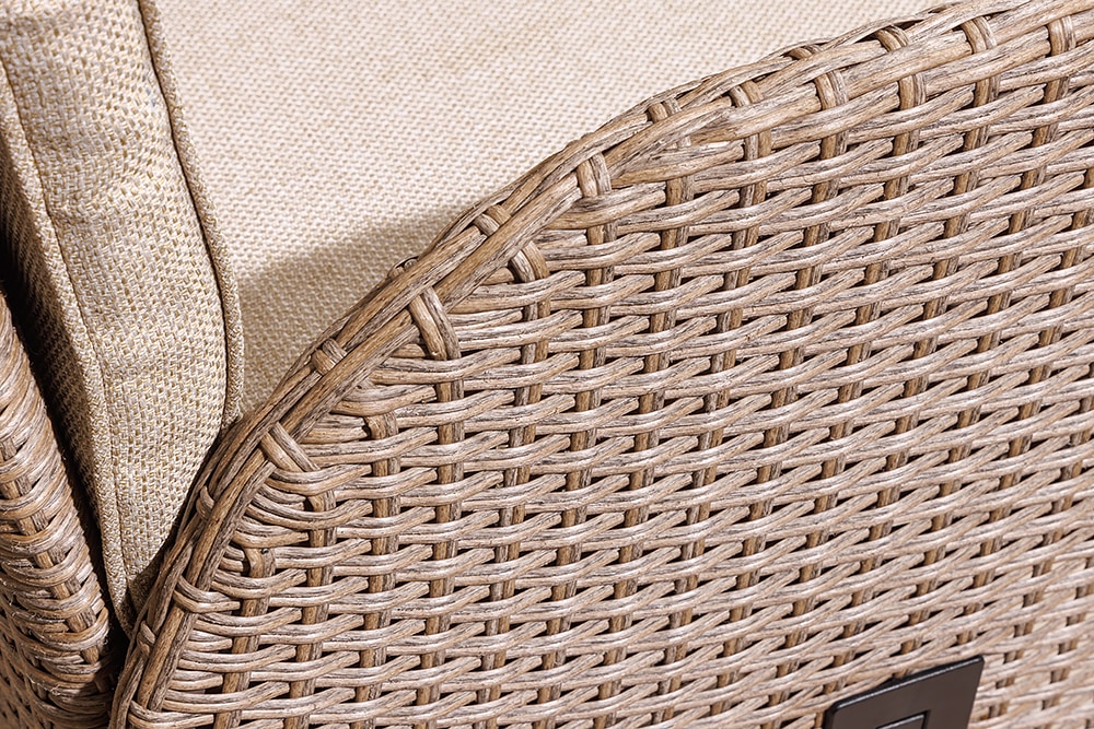 Outdoor Gartenstuhl SYLT natur beige Polyrattan Hochlehner mit Armlehne verstellbar wetterfest
