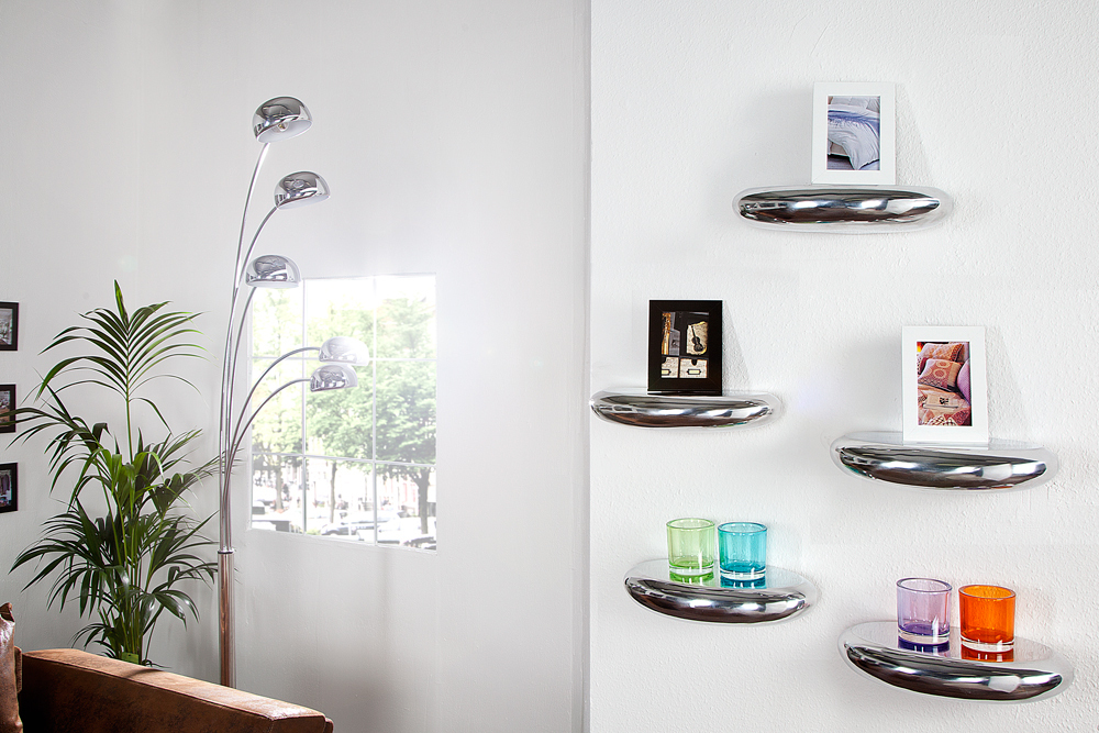 Modernes Design Wandregal TEAR 40cm silber Aluminium