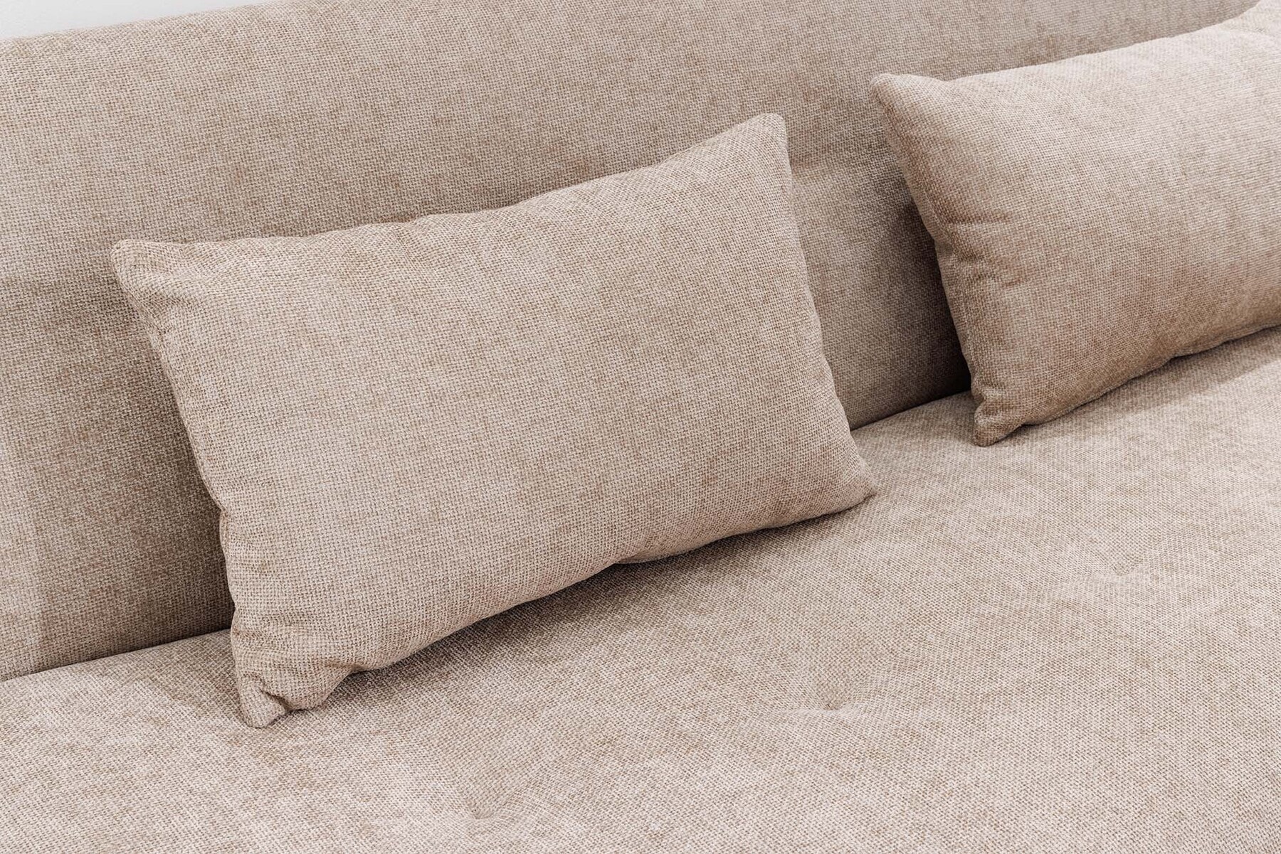 Modernes Schlafsofa ELYPSE 200cm greige Chenille 3-Sitzer Couch inkl. Kissen