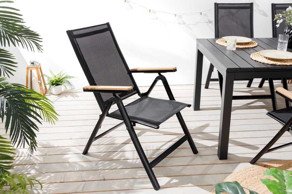 Outdoor Gartenstuhl DESIGNO anthrazit Aluminium klappbar wetterfest Hochlehner