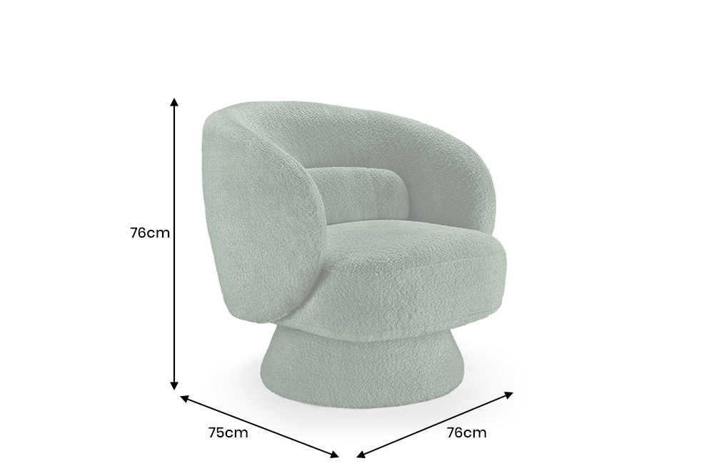 Drehbarer Design Sessel BOSSA NOVA 80cm moosgrün Bouclé