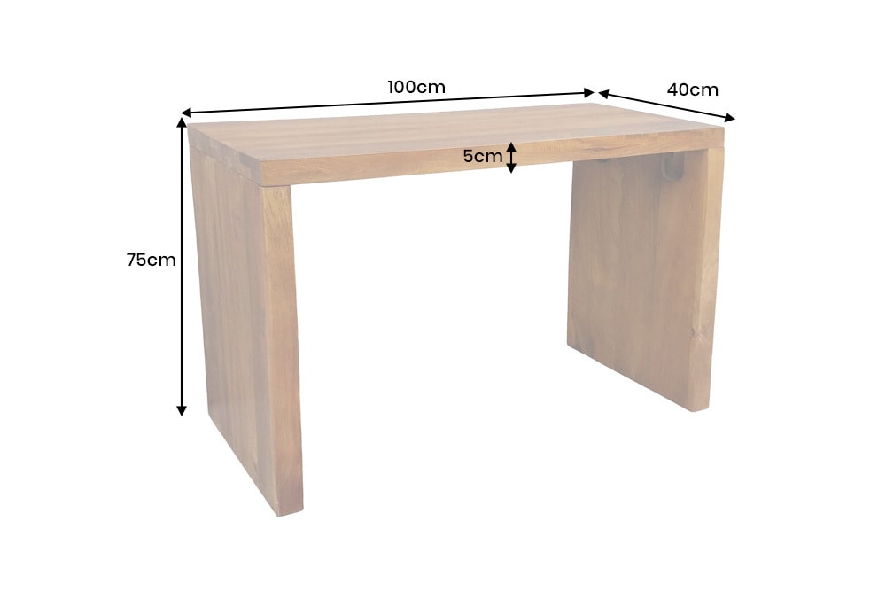 Massiver Konsolentisch MAKASSAR 100cm braun Mangoholz honey finish Schreibtisch