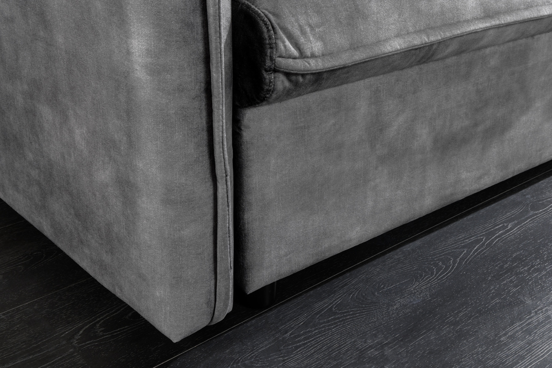 XXL Sofa mit Schlaffunktion APARTMENT grau Samt inkl. Bettkasten und Kissen