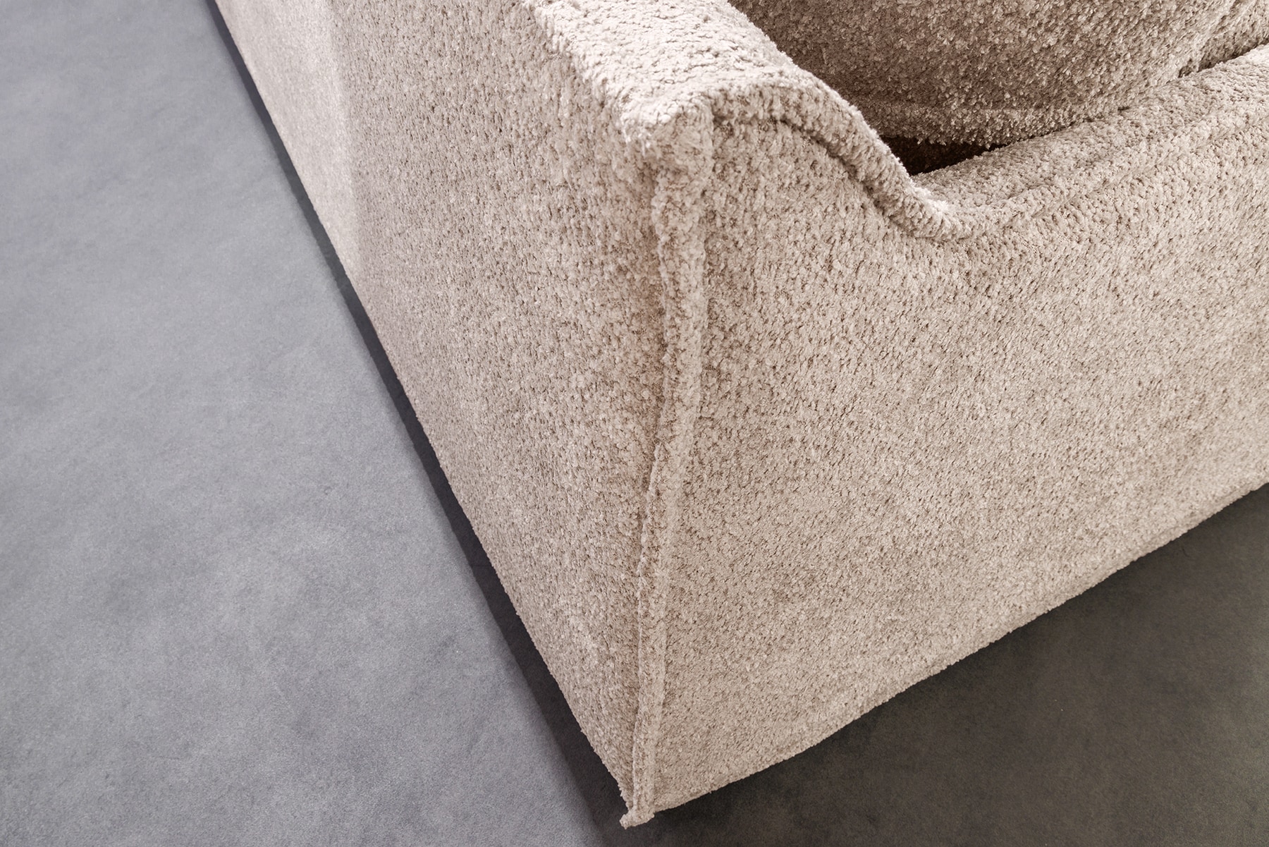 Großes 3-Sitzer Sofa HEAVEN 200cm champagner beige Bouclé Federkern Hussensofa