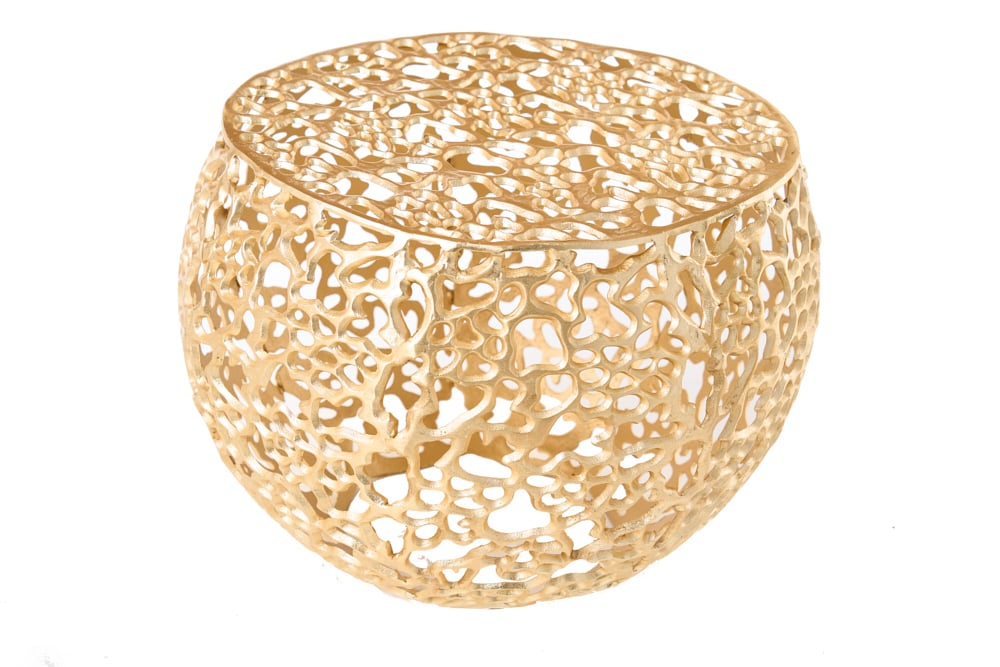Runder Couchtisch ABSTRACT LEAF 50cm gold Metall filigrane Handarbeit Vintage Design