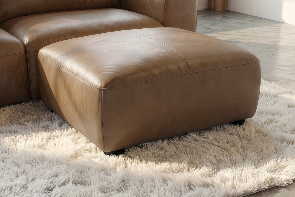 Echtleder Hocker BIG GEORGE 95cm cognac Nosagfederung Taschenfederkern