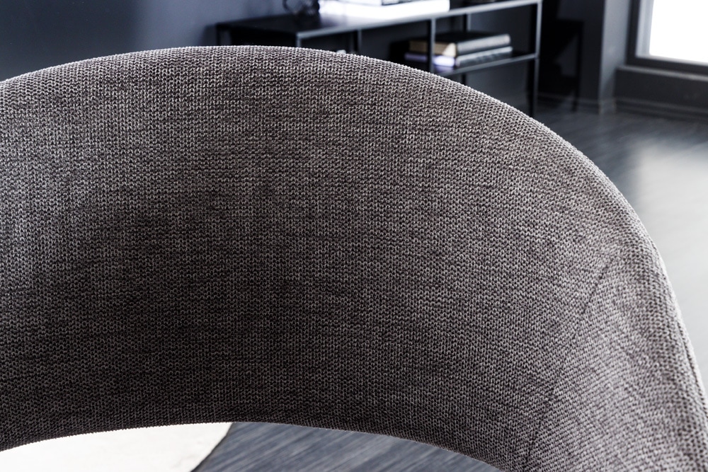 Design Stuhl NORDIC STAR grau Strukturstoff Massivholz mit Armlehne gepolstert