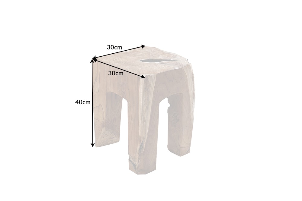 Massivholz Beistelltisch MOLAR 30cm Hocker Teak Block aus einem Stück gefertigt