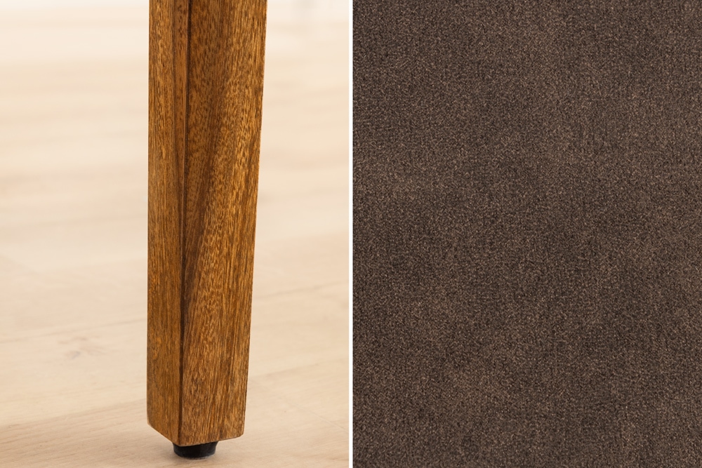 Massivholz Stuhl PURE braun stone finish antik braun Sheesham mit Microfaserstoffbezug