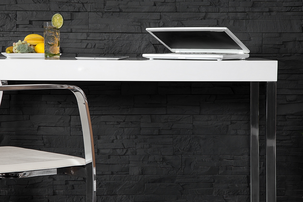 Design Konsole WHITE DESK 120cm weiß Hochglanz Bürotisch