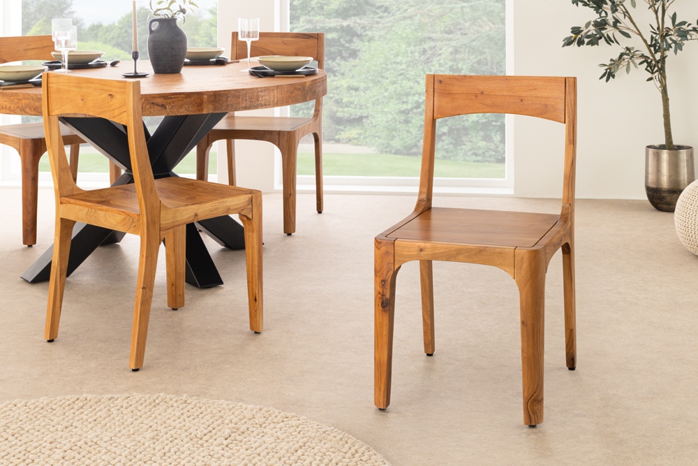 Massiver Stuhl ORGANIC braun Akazienholz honey finish handmade