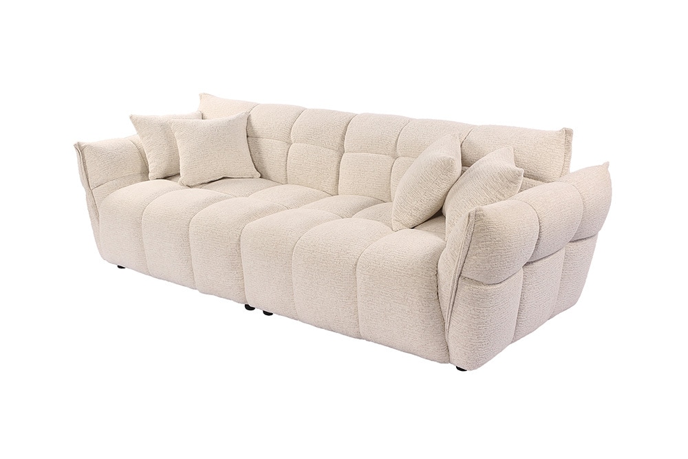 XXL Sofa CLOUD 260cm beige Bouclé Tweed Soft Bigsofa Federkern inkl. Kissen