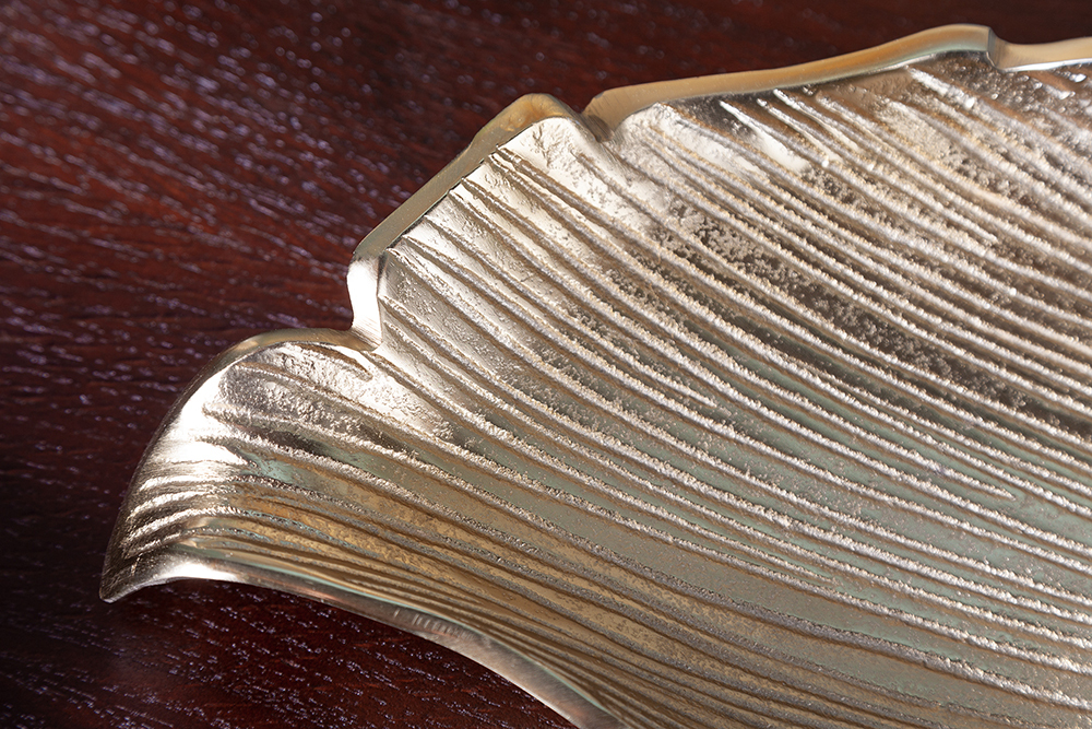 Handgefertigte Deko Schale ABSTRACT LEAF 65cm gold Aluminium