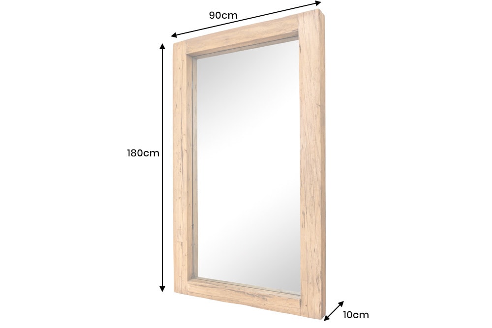 Massiver Spiegel JAVA 180cm natur recyceltes Teakholz hängend oder stehend