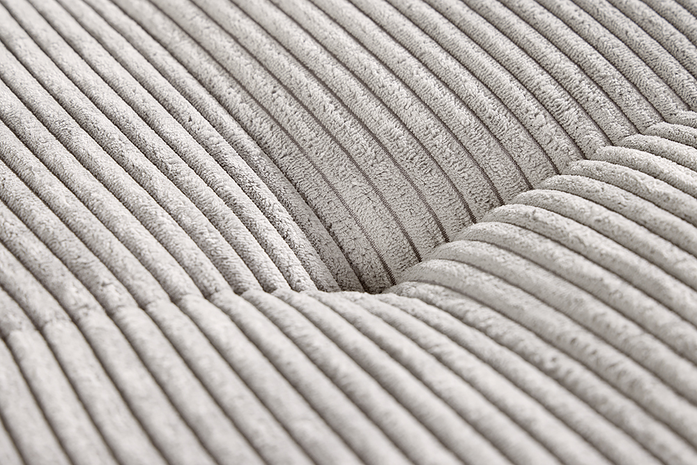 Modernes Ecksofa KENT 220cm beige Cord inkl. Hocker Federkern L-Form Wohnlandschaft