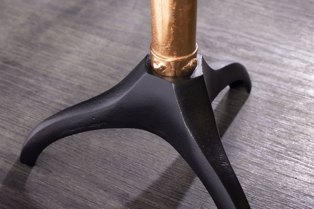 Handgefertigter Beistelltisch OCEAN 75cm gold schwarz Glasplatte Metall maritim rund
