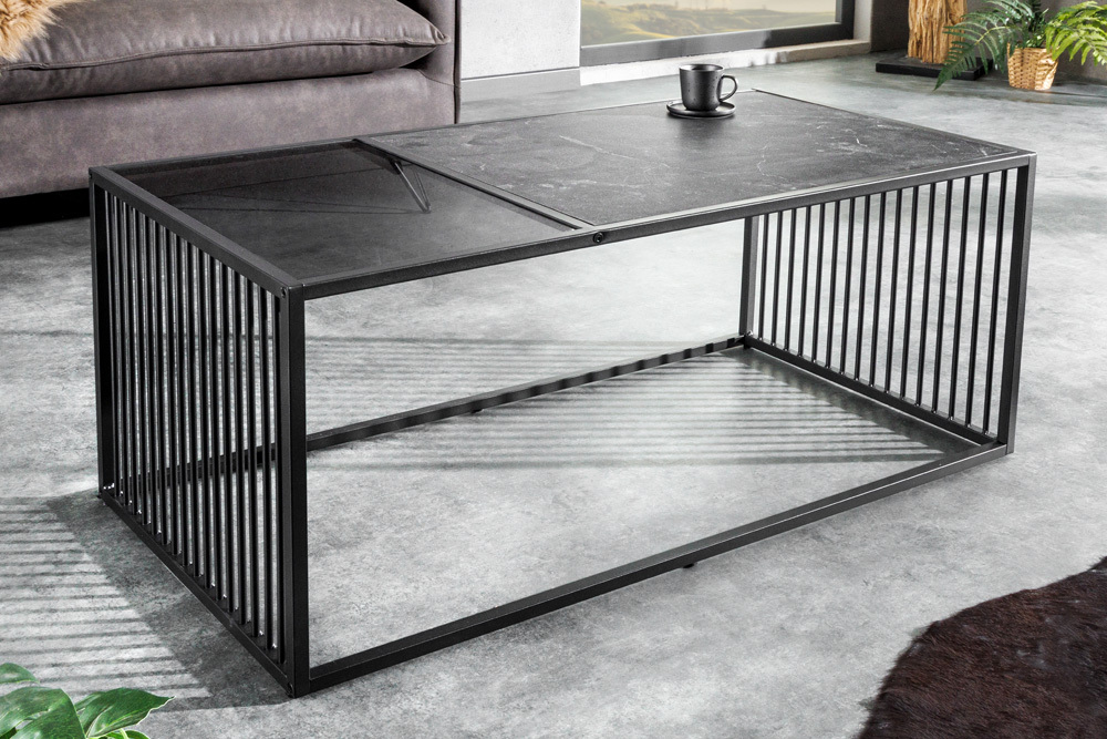 Design Couchtisch ARCHITECTURE 100cm graphit Rauchglas Metall