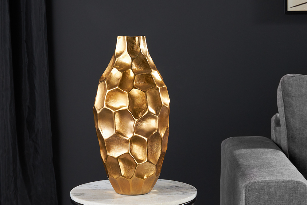 Elegante Vase ORGANIC ORIENT 45cm gold Hammerschlag Design