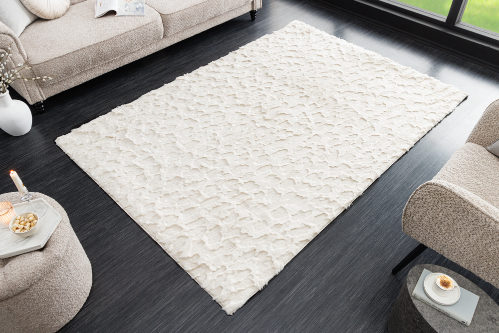 3D Hochflor Teppich DUNE 230x160cm beige Hoch-Tief-Effekt
