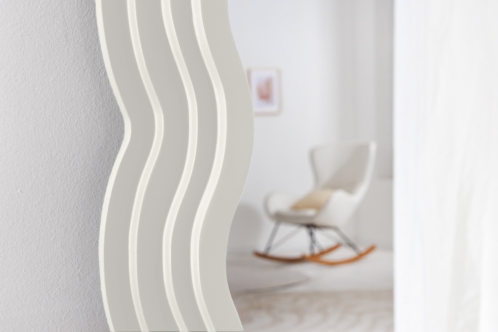 Design Wandspiegel WAVE 160cm weiß Rundbogen Spiegel