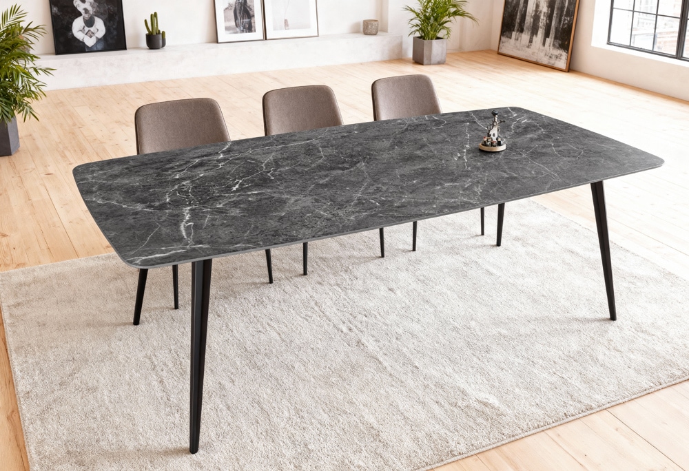 Moderner Esstisch MILANO 180cm anthrazit Keramik schwarze Metallbeine » Jetzt kaufen