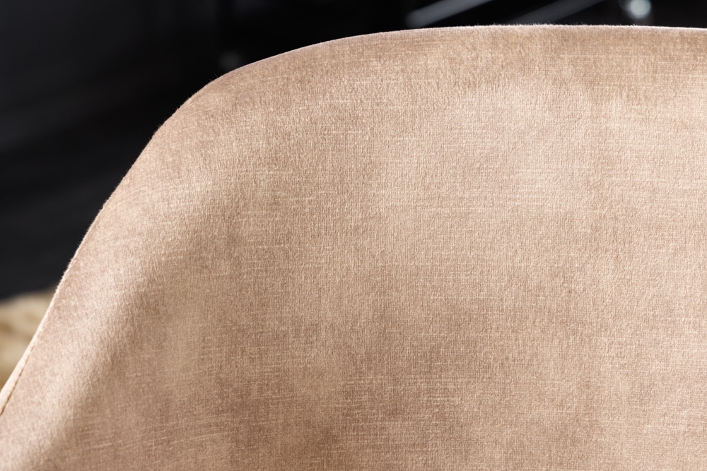Design Stuhl VOGUE champagner greige Samt schwarze Metallbeine