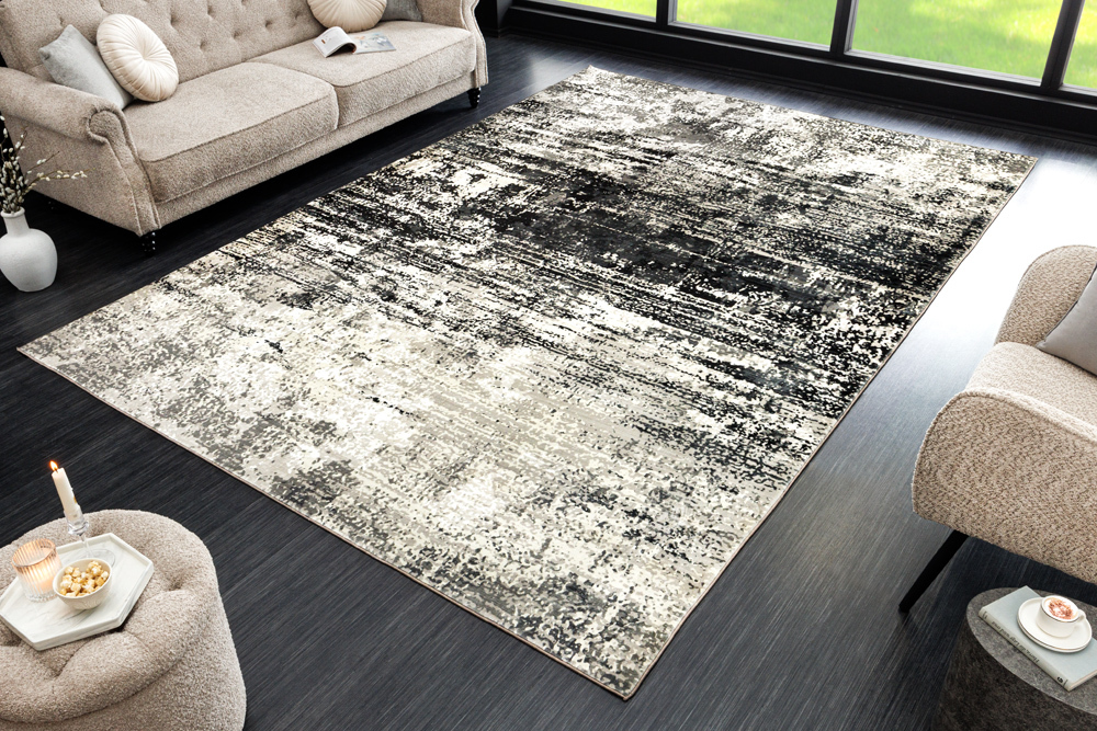 Design XXL Teppich MODERN ART 350x240cm beige braun Kurzflor Indoor-Teppich