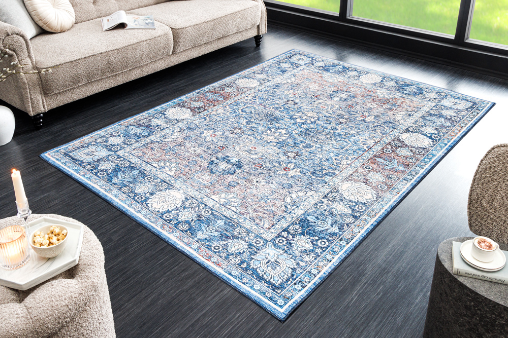 Vintage Teppich HERITAGE 230x160cm blau beige rot Flachgewebe Muster