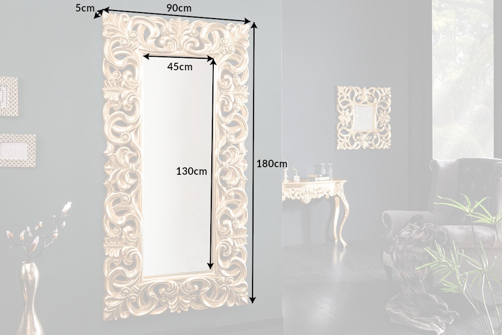 Eleganter Wandspiegel VENICE 180x90cm gold antik Barockstil