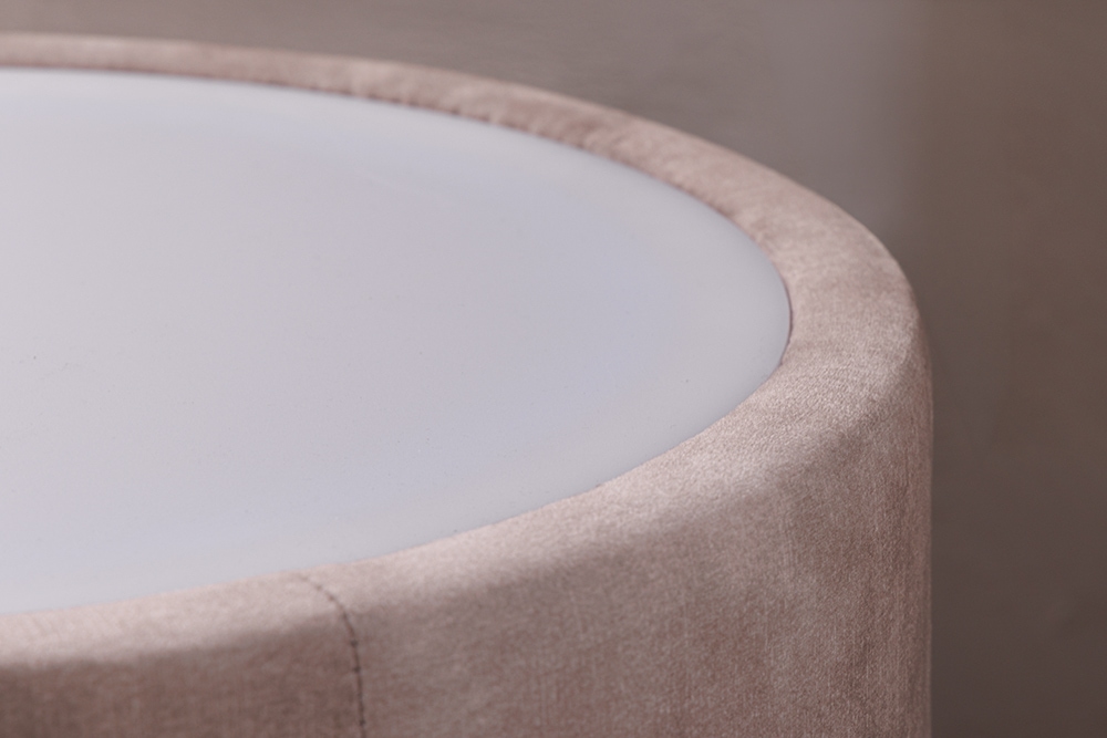 Runder Nachttisch SIGNUM 55cm champagner beige Vogue Seiden Samtstoff inkl. Beleuchtung