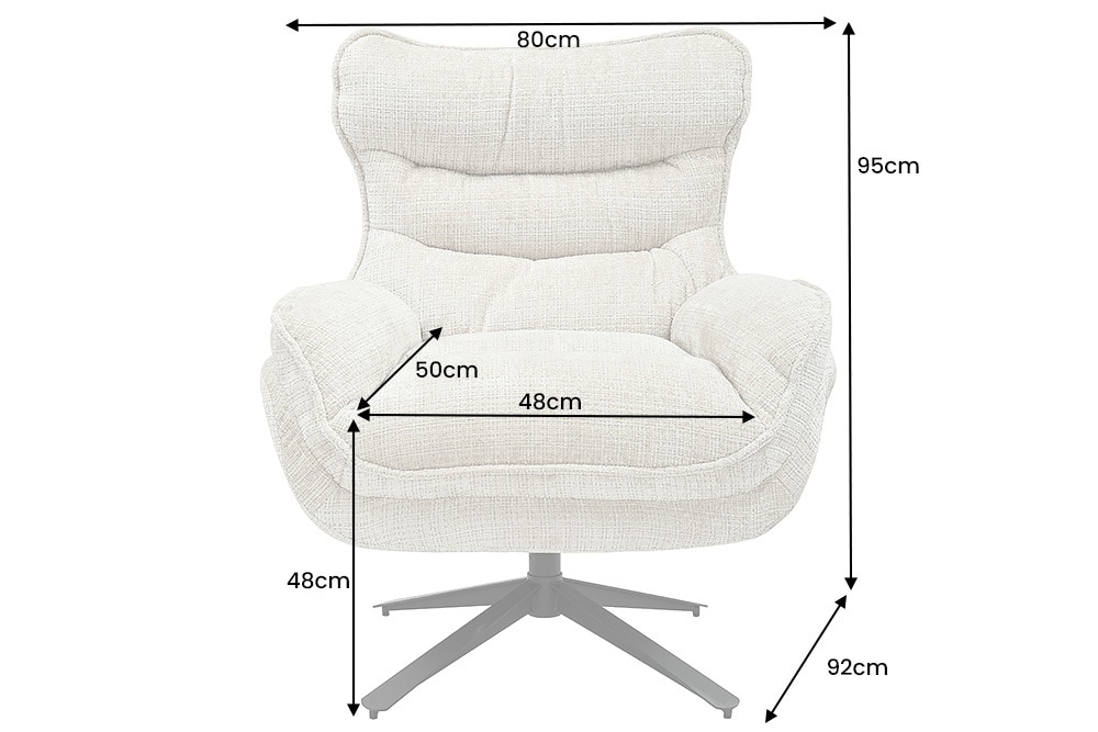 Drehbarer Sessel CLOUD champagner beige Chenille schwarz Metall
